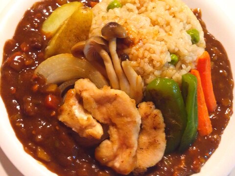 肉じゃがの残り汁で野菜メインのキーマカレー